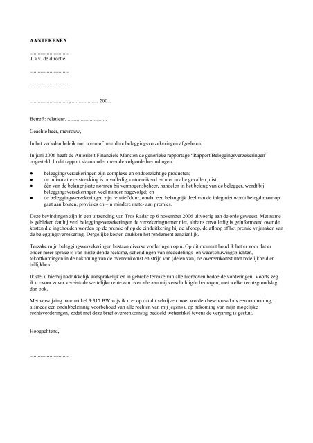Voorbeeld stuitingsbrief  Klap