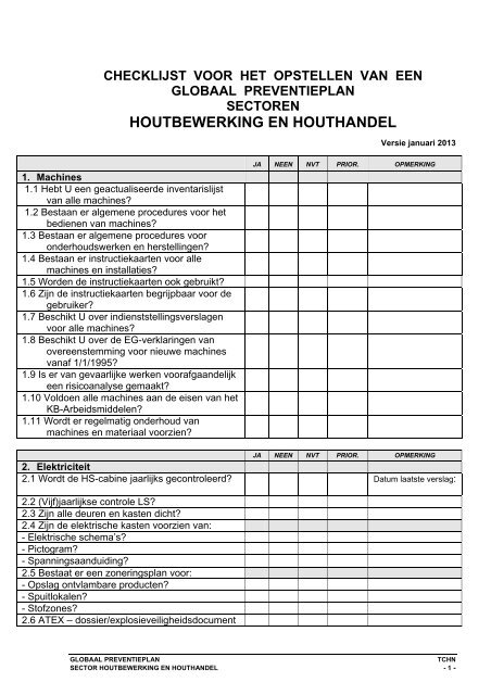 versie 2013 van deze checklijst - TCHN