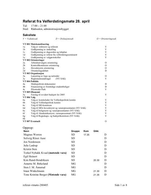 Referat fra Velferdstingsmøte 28. april