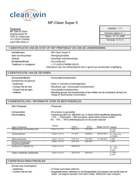 MSDS MF-Clean Super 5 - MF Safe & Clean