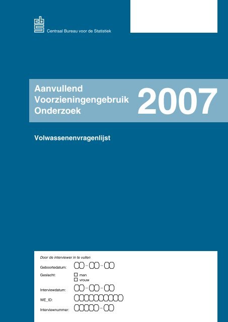 Vragenlijst AVO 2007 - Mulier Instituut