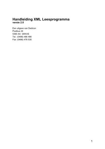 Handleiding XML Leesprogramma - Dedicon Grenzeloos Lezen