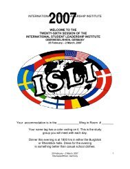 INTERNATIONAL STUDENT LEADERSHIP INSTITUTE - Liceo Quadri