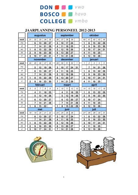 JAARPLANNING PERSONEEL 2012-2013 - Don Bosco College