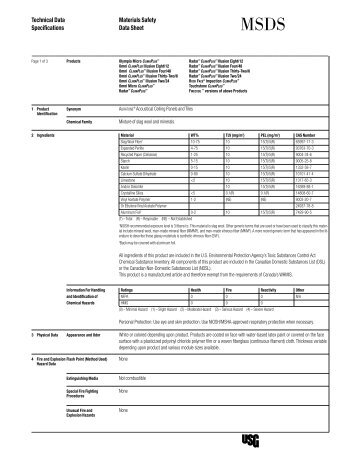 Material Safety Data Sheet, AURATONE® Acoustical Ceiling Panels ...