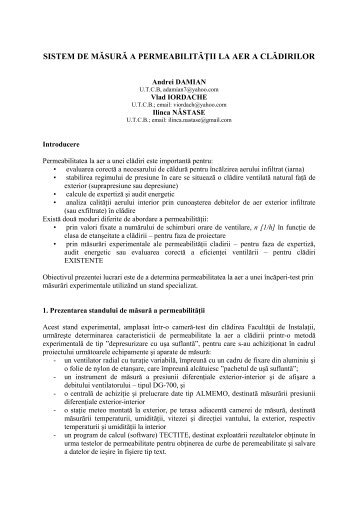 SISTEM DE MĂSURĂ A PERMEABILITĂŢII LA AER A CLĂDIRILOR