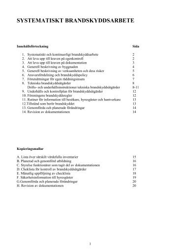 SYSTEMATISKT BRANDSKYDDSARBETE