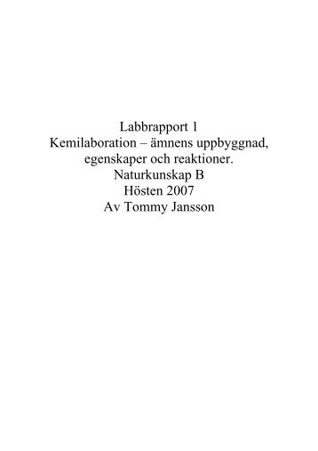 Labbrapport 1 - Tommy Jansson