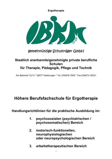 Höhere Berufsfachschule für Ergotherapie - IBKM