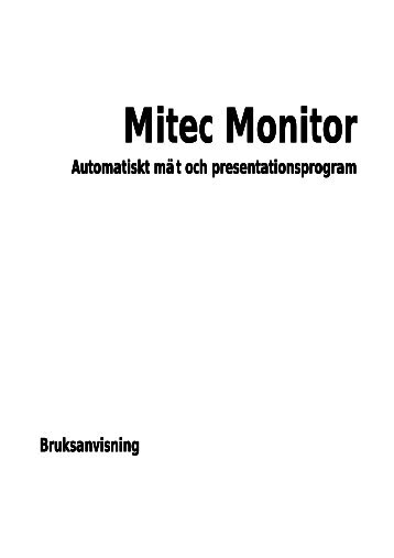 Bruksanvisning Mitec Monitor - Mitec Instrument AB