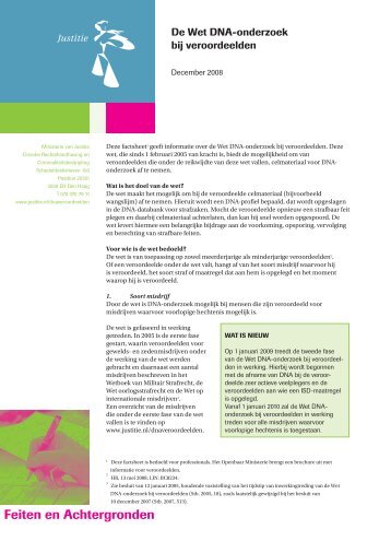 Factsheet over de Wet DNA-onderzoek bij veroordeelden