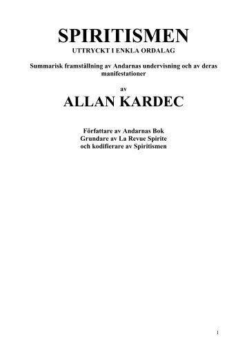 SPIRITISMEN - Gruppen för Spiritistiska Studier Allan Kardec
