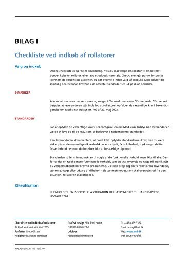 BILAG I Checkliste ved indkøb af rollatorer - Servicestyrelsen