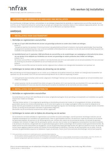 Uitvoering van werken in de nabijheid van installaties