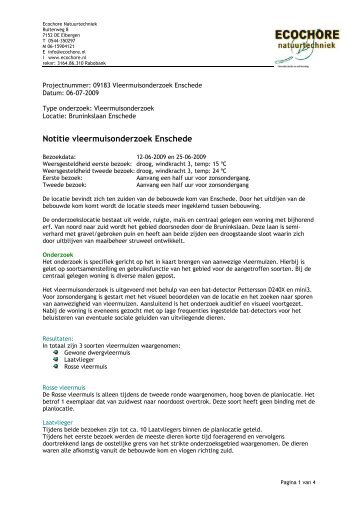 Bijlage 3 Vleermuizen onderzoek - ruimtelijkeplannen.enschede.nl