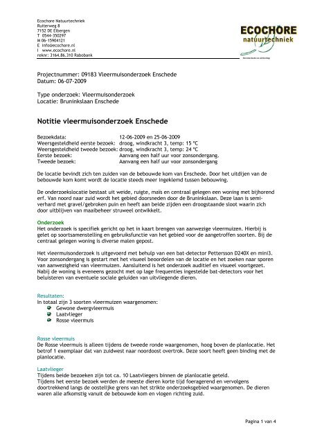 Bijlage 3 Vleermuizen onderzoek - ruimtelijkeplannen.enschede.nl