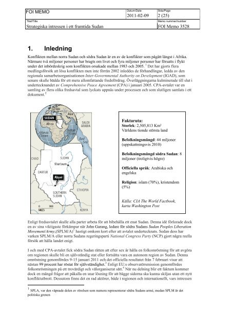 Sudan i ett strategiskt perspektiv. - FOI