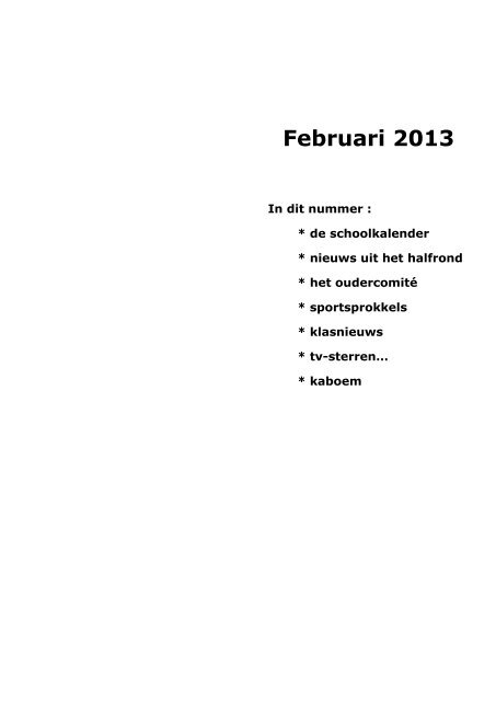 maandberichten februari 2013 - Basisschool Broeders Nieuwstraat