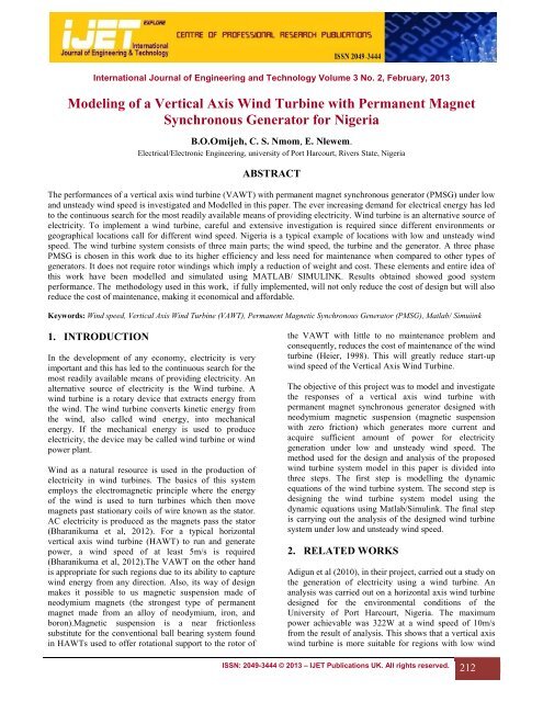 Modeling of a Vertical Axis Wind Turbine with Permanent Magnet ...