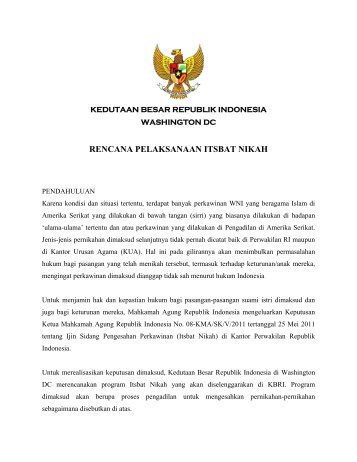 RENCANA PELAKSANAAN ITSBAT NIKAH - Embassy of The ...