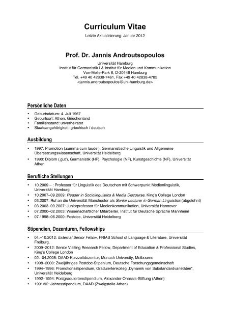 Curriculum Vitae - jannis androutsopoulos