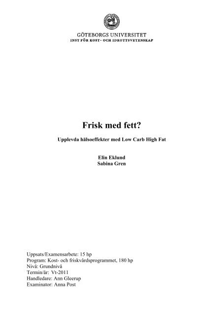 Examensarbete LCHF 2011-06-17