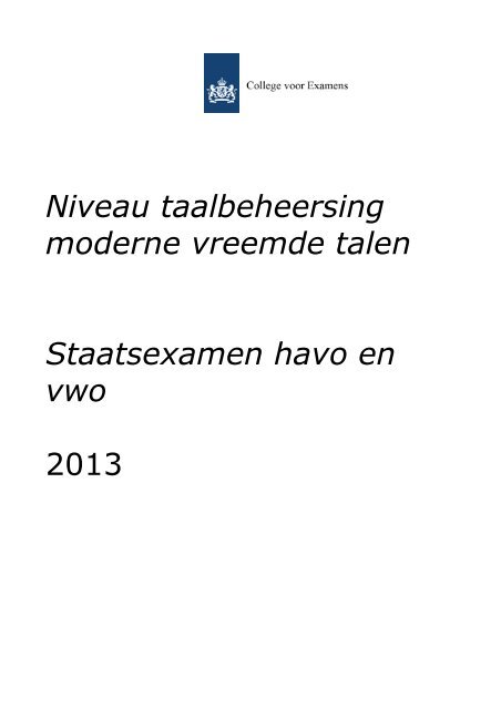 Niveau taalbeheersing moderne vreemde talen (100Kb, pdf) - DUO