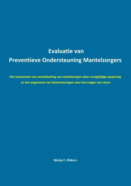 Evaluatie van Preventieve Ondersteuning ... - Trimbos-instituut