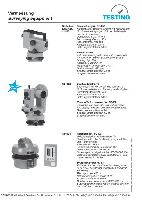 Vermessung - Testing Equipment for Construction Materials