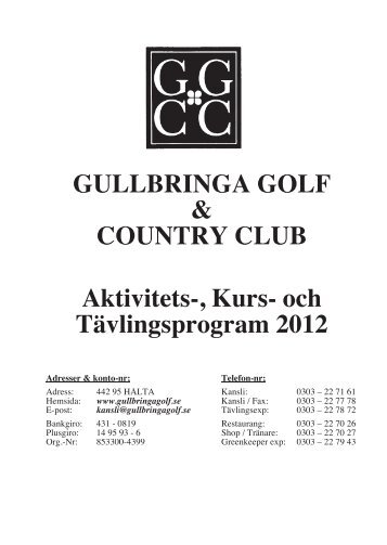 GGCC Programblad 2012 - Gullbringa Golf & Country Club