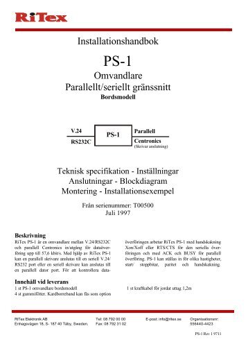 PS-1 Parallell/serie Omvandlare - Ritex Elektronik AB