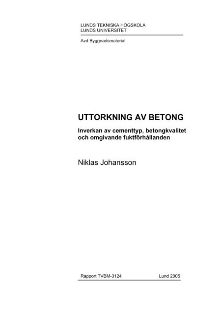 UTTORKNING AV BETONG