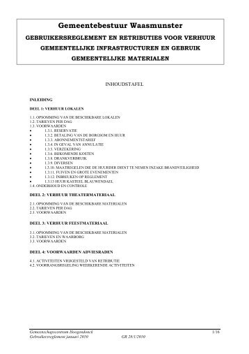 gebruiksreglement - Gemeente Waasmunster