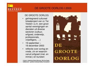 DE GROOTE OORLOG I 2003 - Erfgoedcel Waasland