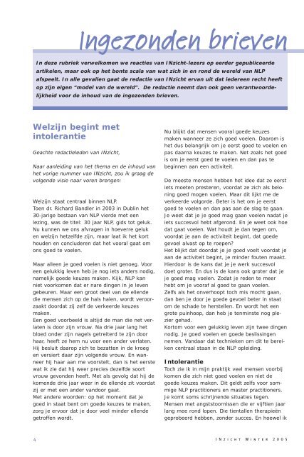 INzicht Nr 27, Jaargang 7, nummer 4 - Nederlandse Vereniging voor ...