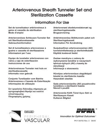 Arteriovenous Sheath Tunneler Set and Sterilization ... - BARD PV