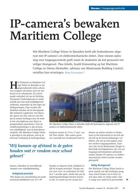 IP-camera's bewaken Maritiem College - Security Management