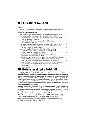 Hela nummer 2009/1 (PDF, 707 kb) - Statsvetenskaplig tidskrift