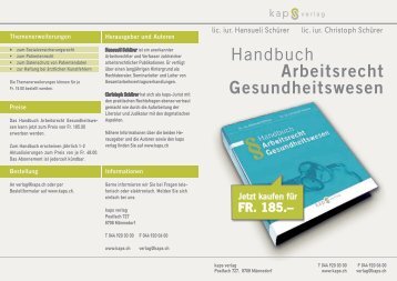 Handbuch Arbeitsrecht Gesundheitswesen - kaps.ch