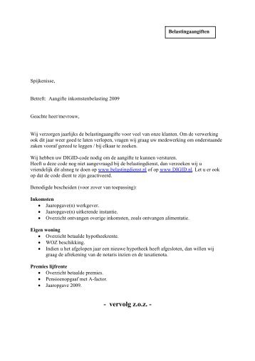 Belastingaangifte brief 2010 - Quatro Assurantie & Adviesgroep