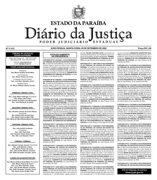 Diario da Justi a 29-05-2001 - Tribunal de Justiça da Paraíba