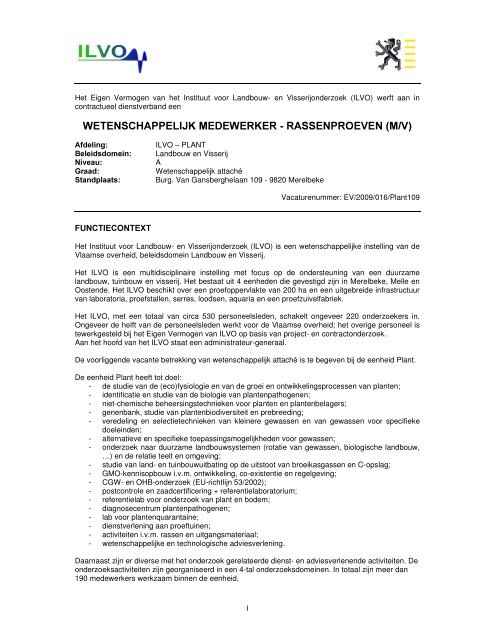 WETENSCHAPPELlJK MEDEWERKER RASSENPROEVEN (M/V)