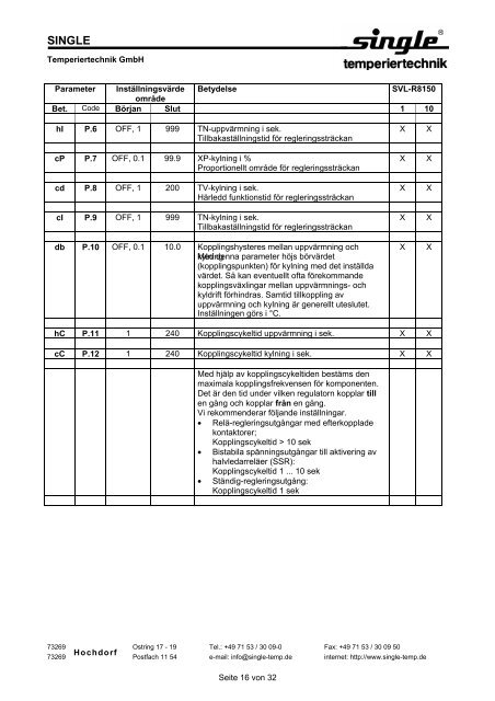 SES- Bedienungsanleitung - SINGLE Temperiertechnik GmbH