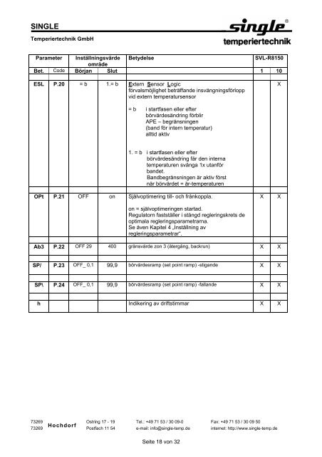 SES- Bedienungsanleitung - SINGLE Temperiertechnik GmbH