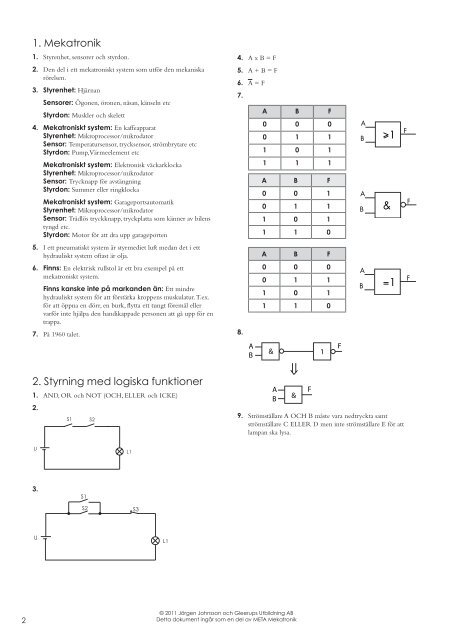 INSTUDERINGSUPPGIFTER – FACIT