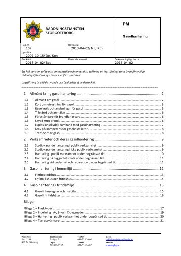 PM 107 Gasolhantering, pdf - Räddningstjänsten Storgöteborg
