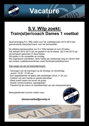 Vacature - SV Wilp