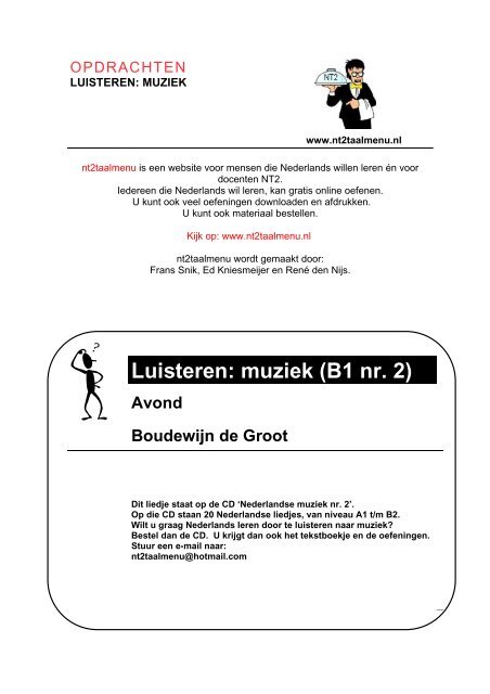 natuurpark muziek Internationale B1 nr. 2 Avond - NT2 Taalmenu