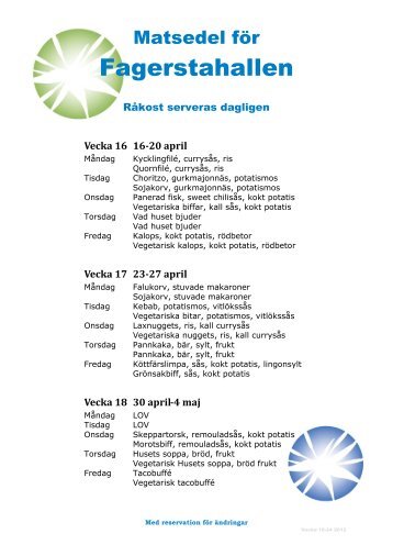 Matsedel Fagerstas skolor - NVU