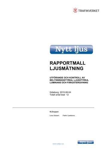 RAPPORTMALL LJUSMÄTNING - Exempelbanken